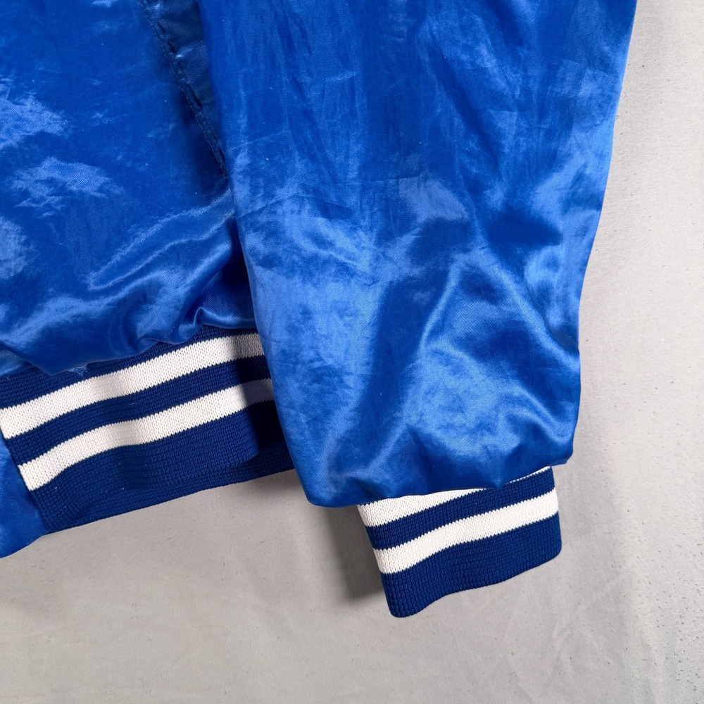 Vintage Railroad Satin Jacket Mens Large Four Seasons Blue Rail Car Snap 90s - Picture 3 of 10